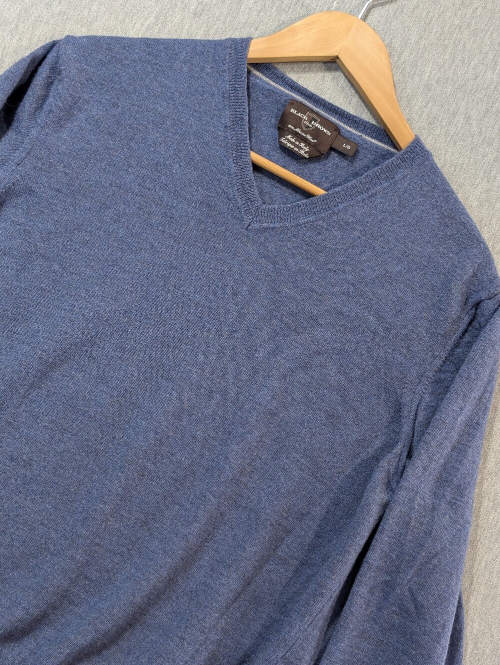 Black Brown 1826 100% Merino Wool Sweater Men's Large Blue Made In Italy